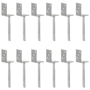 shumee Ograjna sidra 12 kosov srebrna 8x6x30 cm pocinkano jeklo