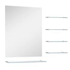 Vidaxl Stensko ogledalo s 5 policami srebrno 50x60 cm