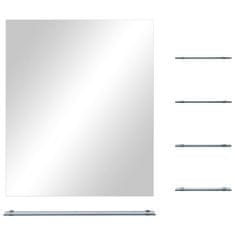 Vidaxl Stensko ogledalo s 5 policami srebrno 50x60 cm