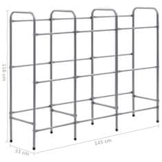 Vidaxl Stojalo za shranjevanje za 9 zabojev srebrno 145x33x116 cm jeklo