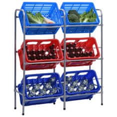 Vidaxl Stojalo za shranjevanje za 6 zabojev srebrno 96x33x116 cm jeklo