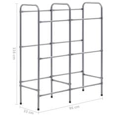 Vidaxl Stojalo za shranjevanje za 6 zabojev srebrno 96x33x116 cm jeklo