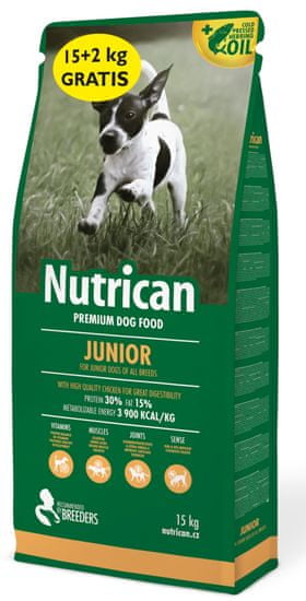 Nutrican Junior hrana za pasje mladiče, za male in srednje pasme, 15 kg + 2 kg