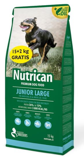 Nutrican Junior Large hrana za pasje mladiče, za velike pasme, 15 kg + 2 kg