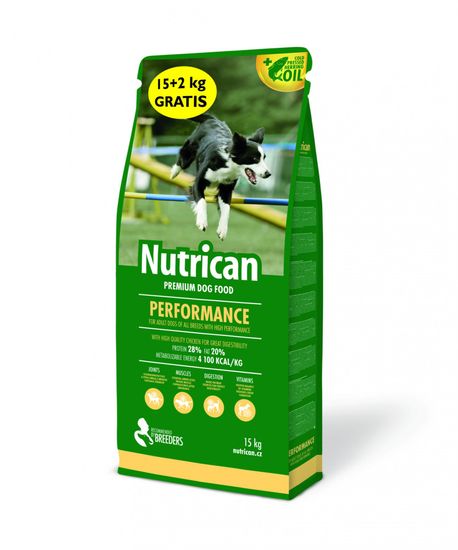 Nutrican Performance hrana za odrasle pse, 15 kg +2 kg