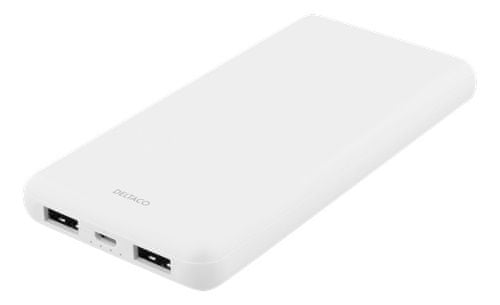 DELTACO PB-1071 prenosna baterija, 10.000 mAh, 2 x USB, bela