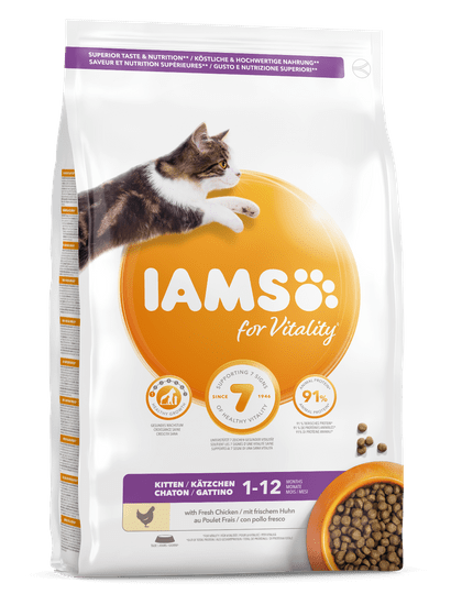 IAMS Vitality hrana za mačje mladiče, s svežim piščancem, 3 kg