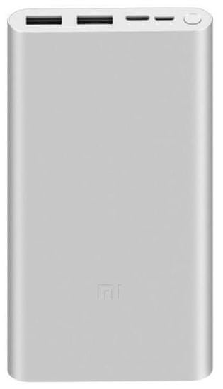 Xiaomi Mi Power Bank 3 prenosna baterija, 10000 mAh, 18 W, QC 3.0, srebrna