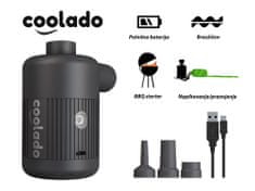 COOLADO ePump prenosna brezžična tlačilka, baterija, različni nastavki, etui, črna
