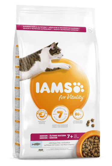 IAMS Vitality za starejše mačke, z oceansko ribo, 800 g