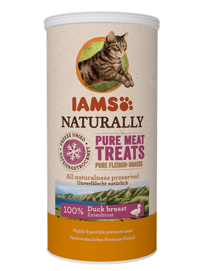 IAMS Naturally Cat Freeze priboljšek za odrasle mačke, posušena raca, 25 g