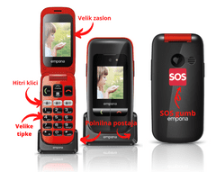 Emporia telefon ONE V200, rdeč