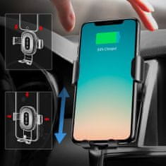 BASEUS Wireless Charger Gravity magnetni avtomobilsko držalo, Qi charger, črna