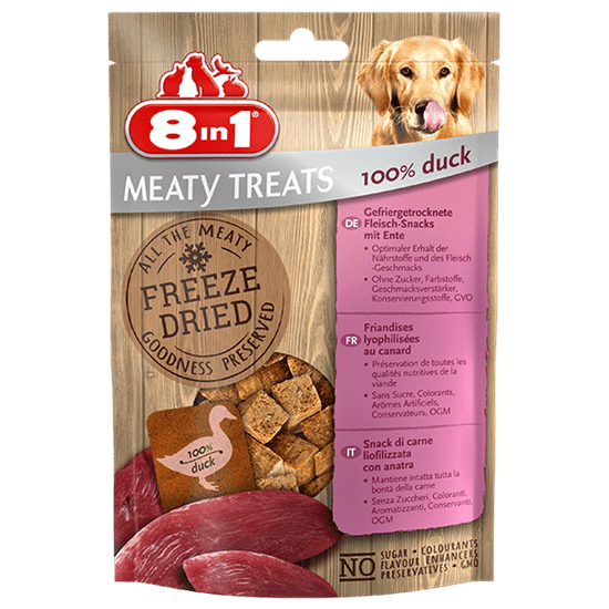 8in1 Meaty Treats priboljški za pse, raca, 50 g