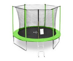 Legoni Fun trampolin, z zaščitno mrežo in lestvijo, 244 cm, zelen