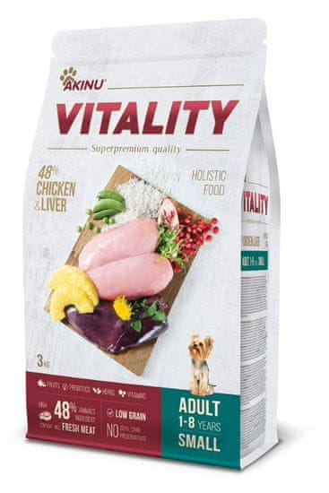 Akinu hrana za pse VITALITY dog adult small chicken & liver, 3 kg