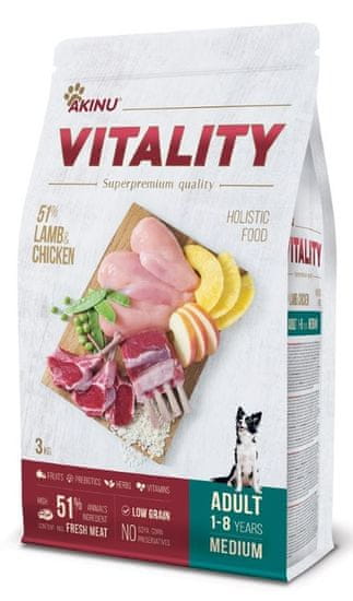 Akinu hrana za pse VITALITY dog adult medium lamb & chicken, 3 kg