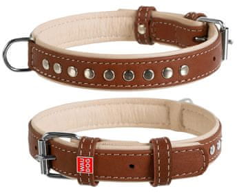 WAUDOG Ravna usnjena ovratnica Mehka rjava bež podložena