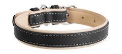 WAUDOG Ravna usnjena ovratnica Mehka črna bež 30-39cm, širina: 20mm Črna