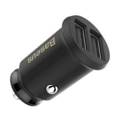 BASEUS Grain smart avtomobilski adapter 2x USB 3.1A, črna 