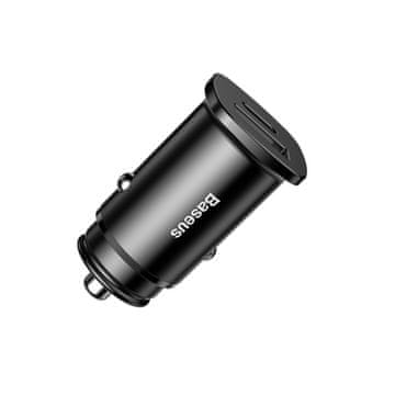 BASEUS Square PPS avto polnilec USB / USB-C QC PD 30W, črna