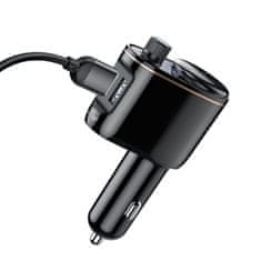 BASEUS Locomotive Bluetooth FM Transmitter MP3 avtomobilski adapter 2x USB 3.4A, črna