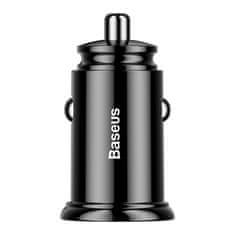 BASEUS Circular 2xUSB 30W QC 3.0 avtomobilski adapter, Črna