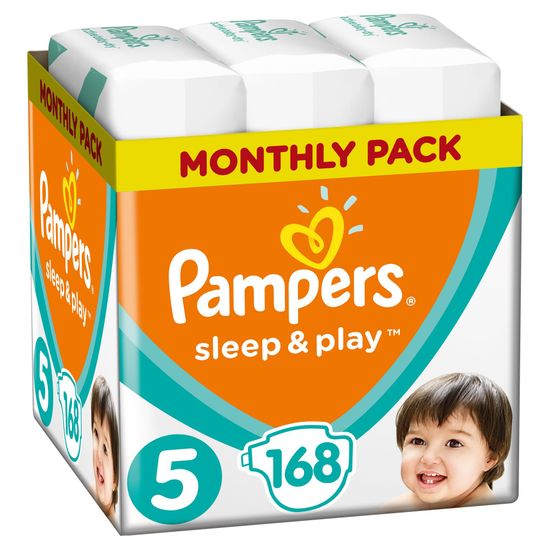 Pampers Sleep & Play Economy 5 Junior otroške plenice, 11-16 kg, 168 kosov (4 x 42 kosov)