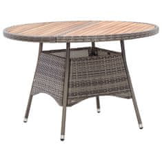 Vidaxl Vrtna miza siva 115x74 cm poli ratan in akacijev les