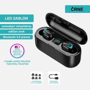 Brezžične slušalke z Bluetooth 5.0, vodoodporne, z mikrofonom, črne