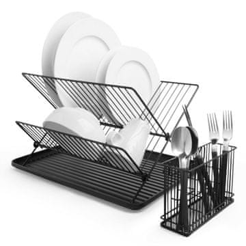 VonShef odcejevalnik za posodo, zložljiv, črn