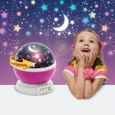 PHENOM Moon and Star otroška projektorska svetilka za deklice roza