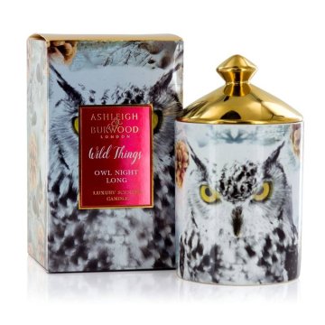 Ashleigh & Burwood Božična dišeča sveča DIVJE STVARI - BELI BOŽIČ (beli božič), 320g, SOVA NOČ DOLG