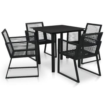 Vidaxl Zunanja jedilna garnitura 5-delna PVC ratan črna