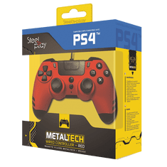 Steelplay MetalTech Red žični igralni plošček (PS4)