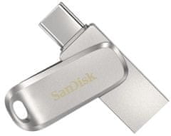 SanDisk Ultra Dual Drive Luxe USB ključek, 128 GB, srebrn