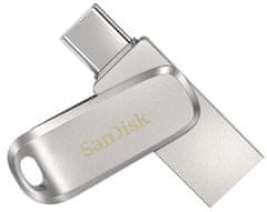 SanDisk Ultra Dual Drive Luxe USB ključek, 512 GB, srebrn