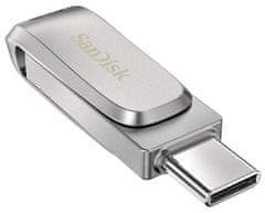 SanDisk Ultra Dual Drive Luxe USB ključek, 128 GB, srebrn