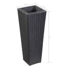 Vidaxl Visok cvetlični lonec 30x30x80 cm poli ratan črn
