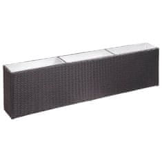 Vidaxl Visoka greda s 3 lonci 150x20x40 cm poli ratan črna