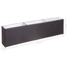 Vidaxl Visoka greda s 3 lonci 150x20x40 cm poli ratan črna