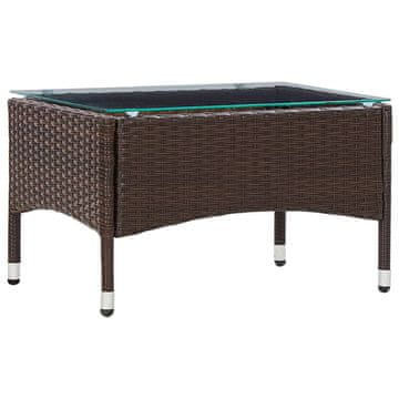 Vidaxl Klubska mizica rjava 60x40x36 cm poli ratan
