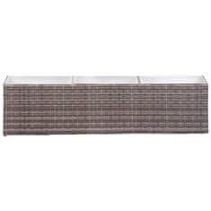 Vidaxl Visoka greda s 3 lonci 150x20x40 cm poli ratan siva