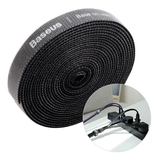 BASEUS Rainbow Circle kabelski organizator 3m, črna