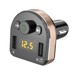 DUDAO R2Pro Bluetooth FM Transmitter avtomobilski adapter 2x USB 3.4A, črna