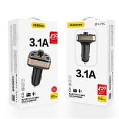 DUDAO R2Pro Bluetooth FM Transmitter avtomobilski adapter 2x USB 3.4A, črna