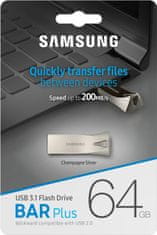Samsung Bar Plus USB ključek, 64GB, srebrn
