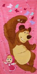 SETINO Otroška brisača "Maša in medved" - roza - 70 x 140 cm