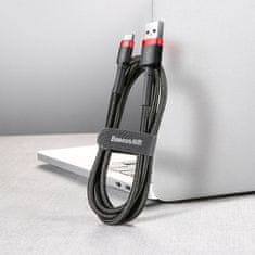 BASEUS Cafule kabel USB / USB-C QC 3.0 2A 3m, črna/rdeč