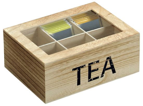 Kesper škatla za čaj s 6 pregradami, naraven les